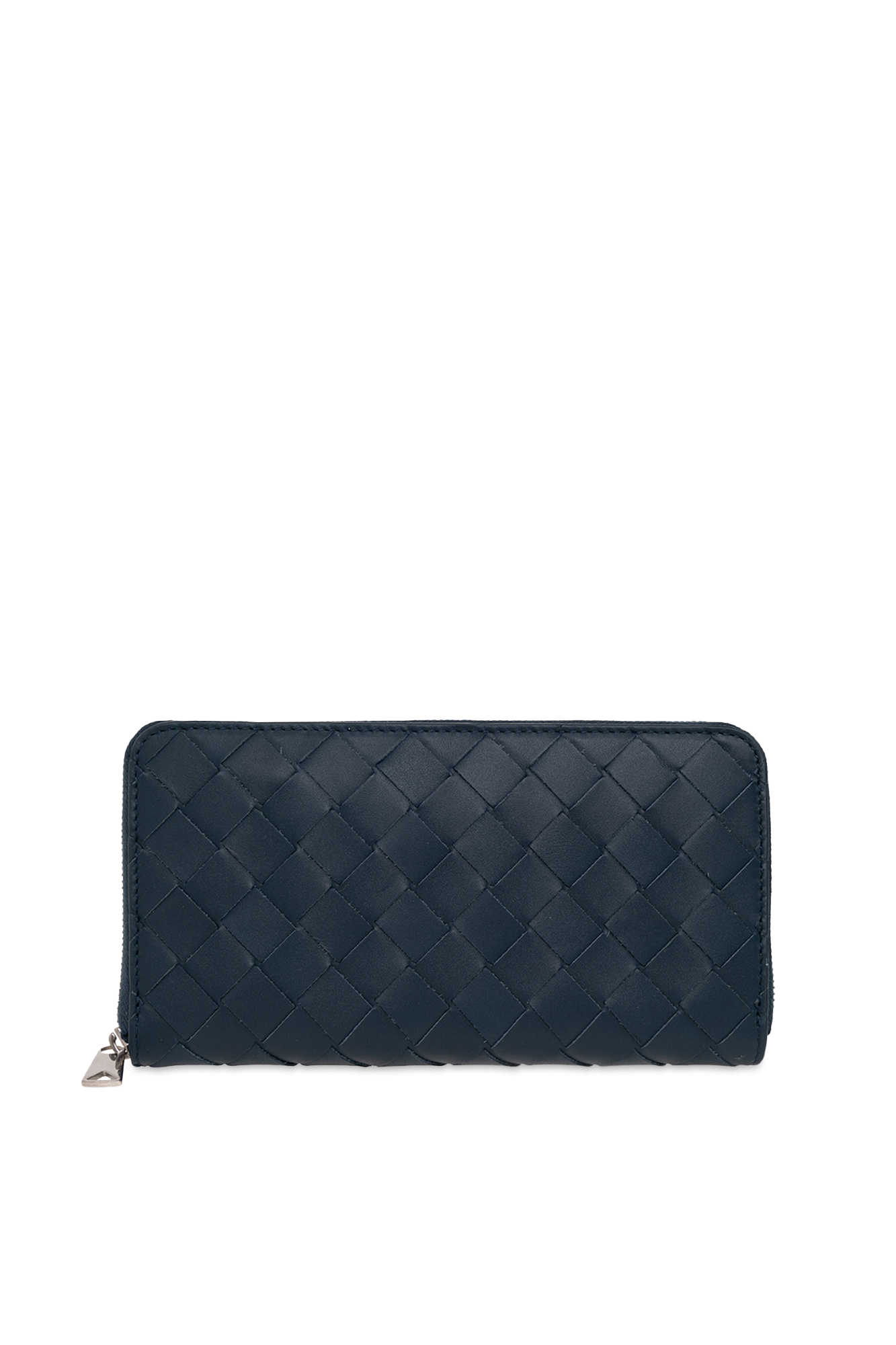 ☆BOTTEGA VENETA☆ Classic Intrecciato Half Wallet Navy 7969 Auth BOTTEGA VENETA Intrecciato Navy Blue Leather Bifold
